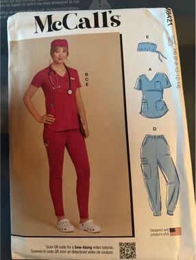 McCall's M8427 Sewing Pattern for Medical Scrubs and Cap - Size H5 (6-14)